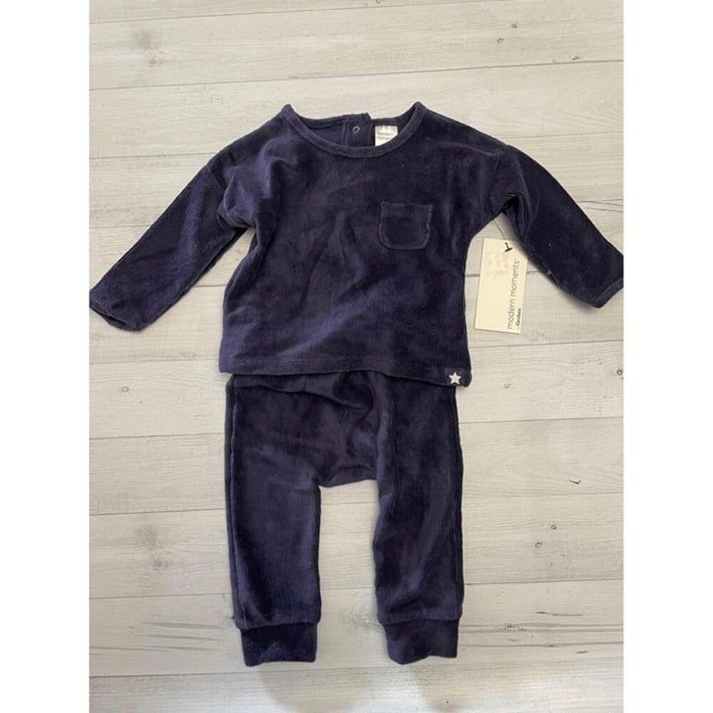 baby navy blue modern moments by gerber outfit 6-9 months NEW